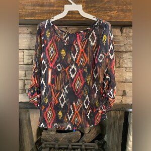 Sheer Aztek Print top